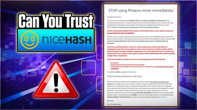 Nicehash "Stop Using Phoenix Miner!" | Crypto Thoughts